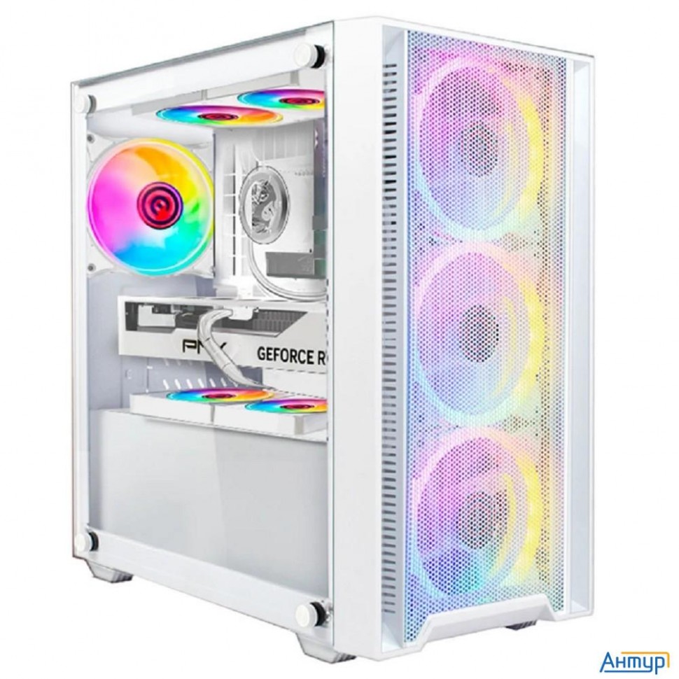Ginzzu Cl640 Matx Fan 4*12frgb  передняя панель Сетка Белый