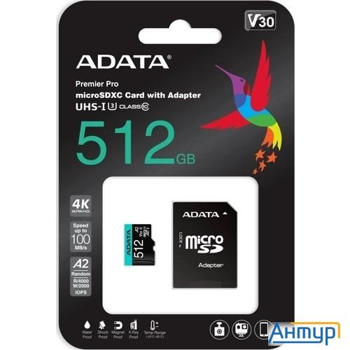 Micro Securedigital 512gb A-data Ausdx512gui3v30sa2-ra1 Premier Pro + Adapter Class10