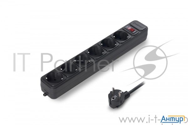 Exegate Ex119391rus Сетевой фильтр Sp 6 1.8b  6 розеток, 1.8м, евровилка, черный