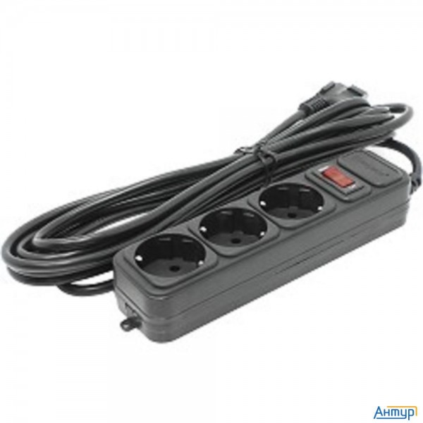 Exegate Ex221182rus Сетевой фильтр Exegate Sp-3-5b (3 розетки, 5м, евровилка, черный)