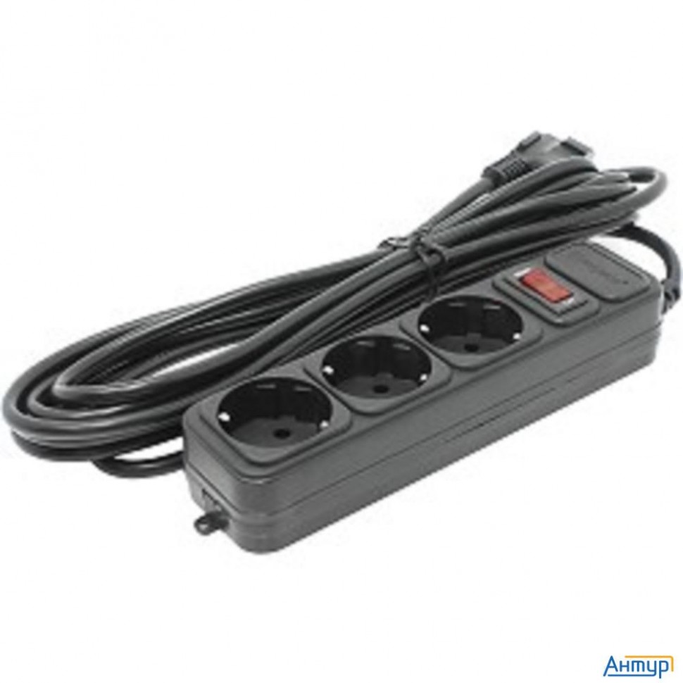 Exegate Ex221182rus Сетевой фильтр Exegate Sp-3-5b (3 розетки, 5м, евровилка, черный)