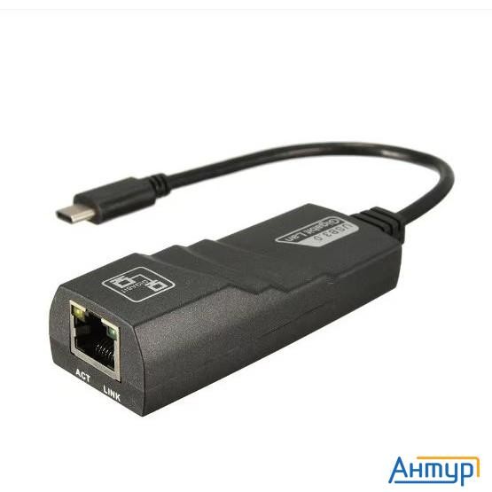 Bion Переходник с кабелем Usb C - Rj45, 1000мб/с, длинна кабеля 15 см, черный [bxp-a-usbc-lan-b]
