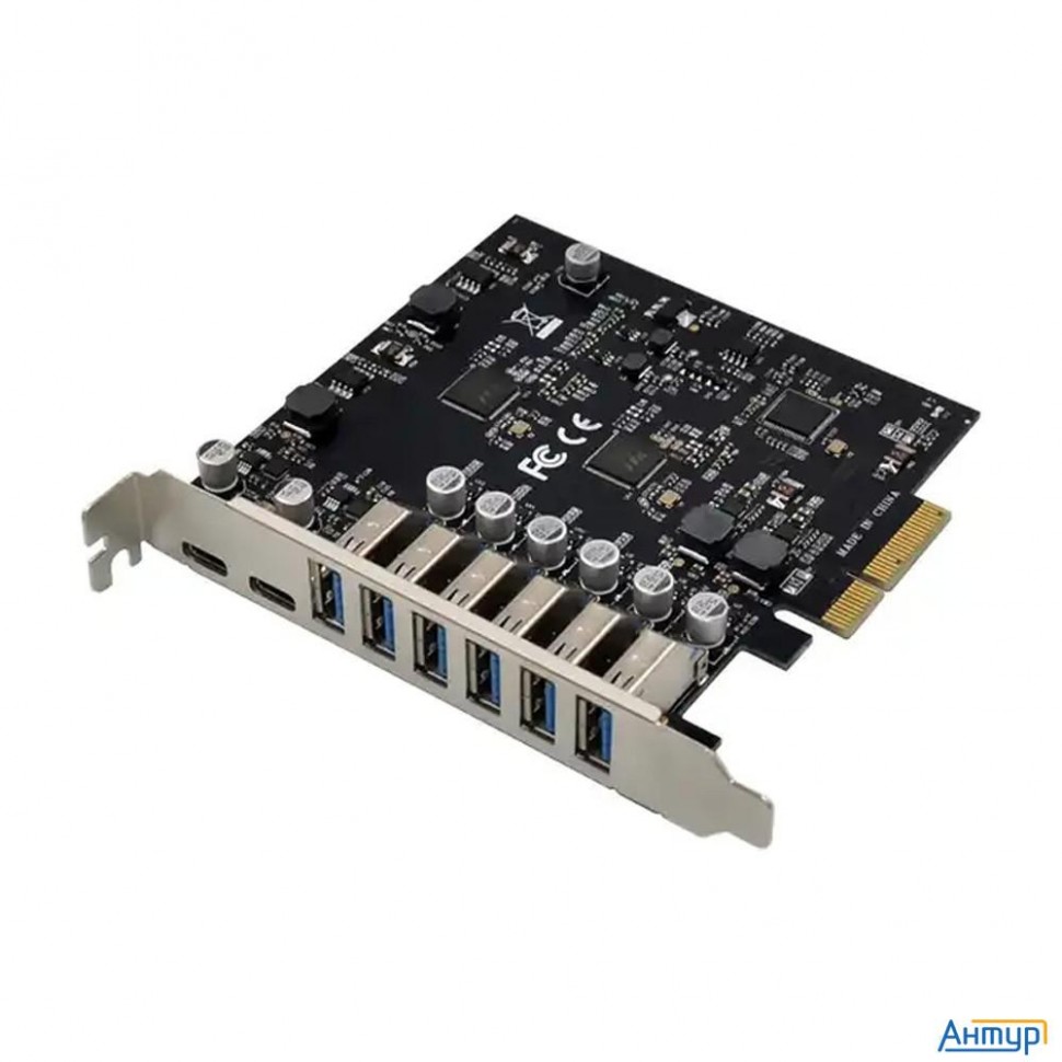 Orient Am-u3142pe-6a2c, Контроллер Pci-ex4 V3.0, Usb 3.2 Gen2, скорость до 10 Гбит/с, 8-port Ext (6x