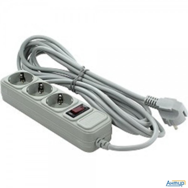 Exegate Ex221183rus Сетевой фильтр Exegate Sp-3-5g (3 розетки, 5м, евровилка, серый)