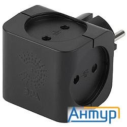 ЭРА Sp-4-b чёрный (Тройник 4гн, без заземл)