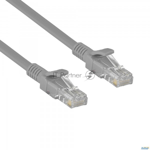Патч-корд Exegate Utp-rj45-rj45-5e-cu-2m-gy, Utp, Cat.5e, 2м, медь, серый