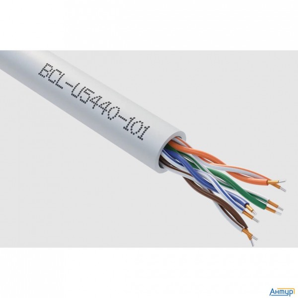 Кабель витая пара Bion Bcl-u5440-101 U/utp, кат.5e, 4x2x0,40мм Awg 26, Cca, одножильный, Pvc, для вн