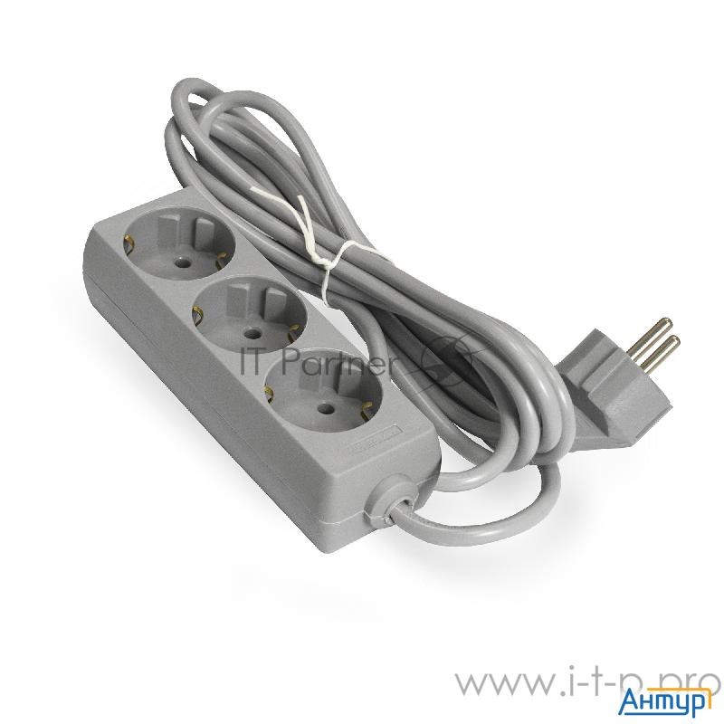 Удлинитель Exegate  Ex285805rus Ece-3-3g (3 евророзетки с заземлением, 3м, серый)