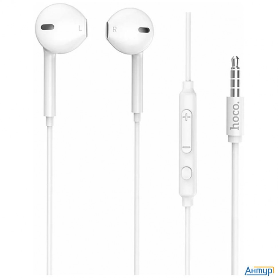 Hoco M55/ Наушники + микрофон/ Кнопка ответа/ 1.2м/ 3.5 Mm Jack/ White
