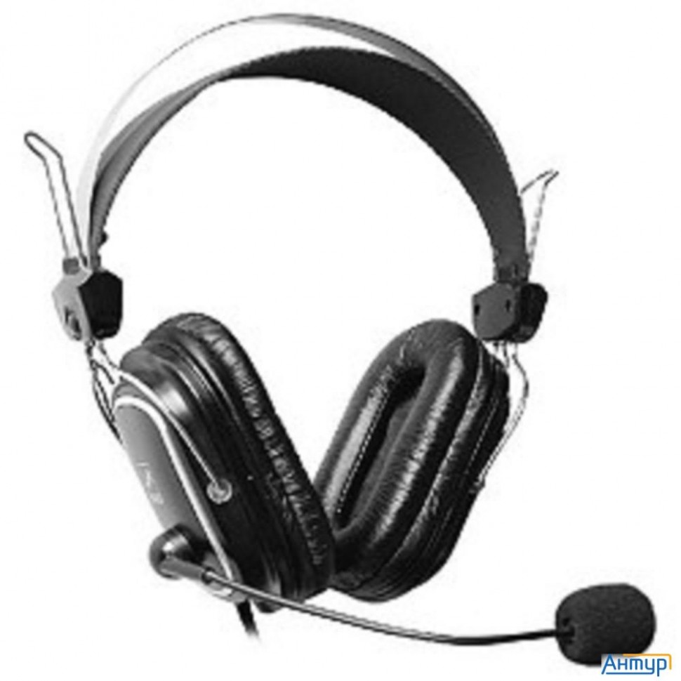 A4tech Hs-50,Черный(серебристые вставки) {Гарнитура  стерео, монитор типа, закрытые, рег громкости,