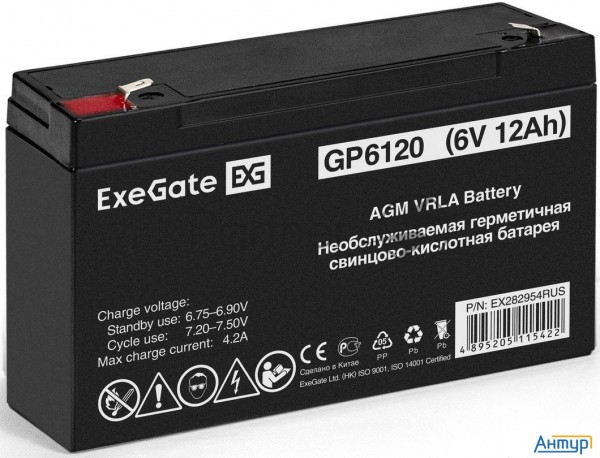 Батарея Exegate Gp6120 (6v 12ah), клеммы F1
