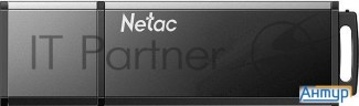 Флеш Диск Netac U351 64gb  Nt03u351n 064g 30bk , Usb3.0, с колпачком, металлическая ч рная