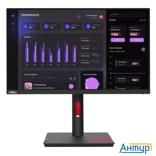Lcd Lenovo 23.8" Thinkvision T24i-30 черный {ips 1920x1080 4ms 178/178 250cd 1000:1 Tilt Swivel Pivo