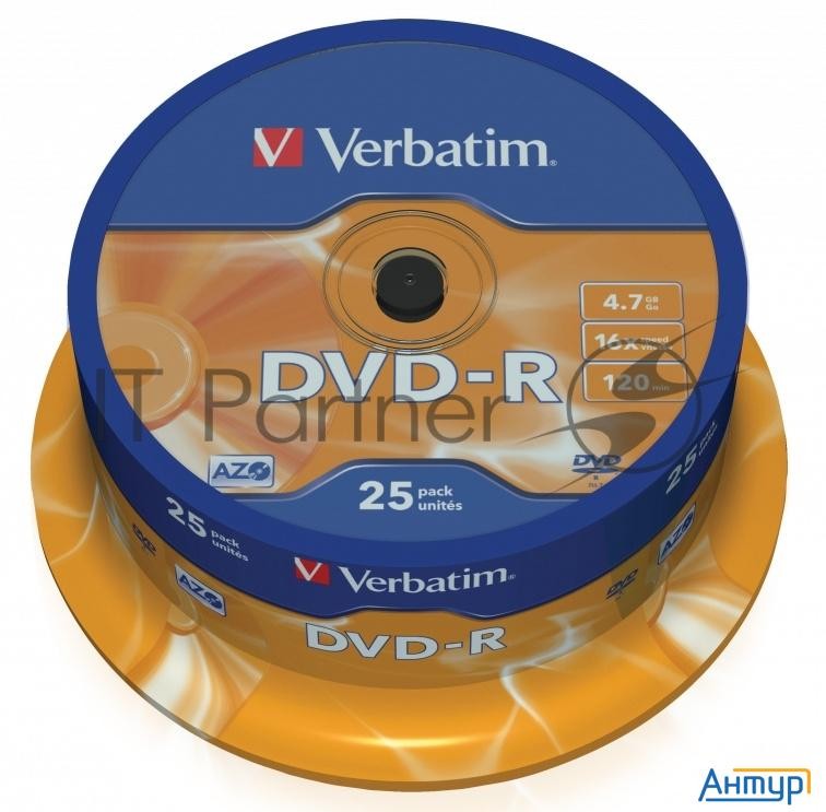 Диск Dvd-r Verbatim 4.7gb 16x Cake Box (25шт) (43522)