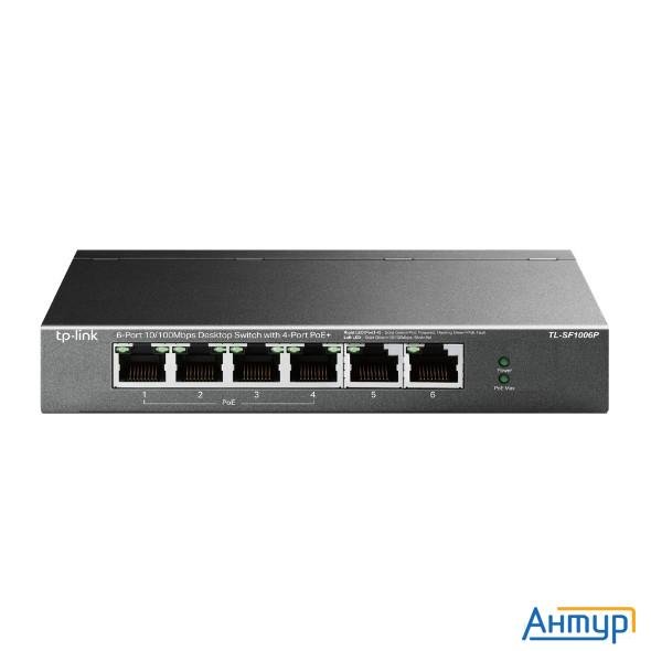 Tp-link Tl-sf1006p 6-портовый 10/100 Мбит/с настольный коммутатор с 4 портами Poe+ Smb