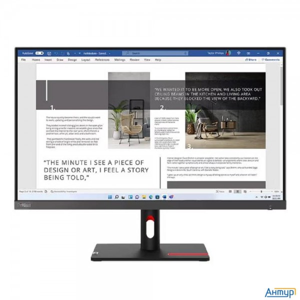 Lcd Lenovo 27" S27i-30 {ips 1920x1080 100hz 4ms 16:9 матовая 1300:1 300cd 178/178 D-sub Hdmi} [63dfk