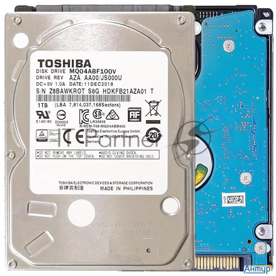 Жесткий диск/ Hdd Video Toshiba Sata3 1tb 2.5" (smr) 5400 128mb 1 Year Warranty