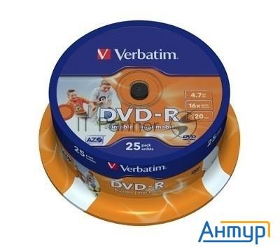 Диск Dvd-r Verbatim 4.7gb 16x Cake Box (25шт) Printable (43538)