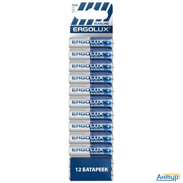 Ergolux Alkaline  Bp12 Lr03  (ПРОМО, Lr03 Bp12, мизинчиковая батарейка ААА 1.5В) (12шт. в уп-ке)