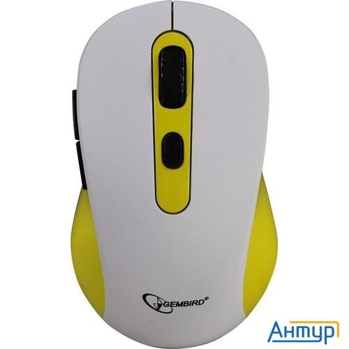 Gembird Musw-221-y {Мышь беспров., белый/жёлтый, 5кн.+колесо-кнопка, 800/1200/1600dpi, 2.4ГГц, треху