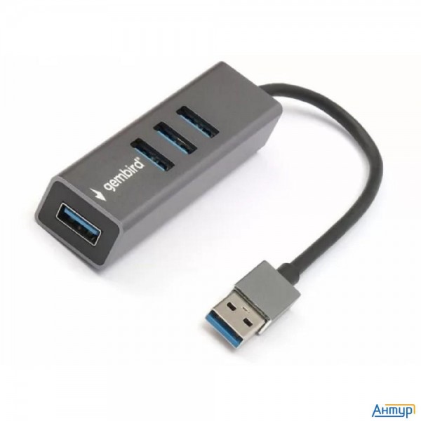 Gembird Разветвитель Usb3.1  4xusb, кабель Usb 17см, алюминий (uhb-c454)