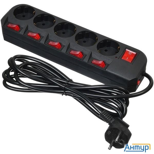 Buro Сетевой фильтр 5 розеток (500sh-3-sw-b) 3м, черный коробка {1159726}