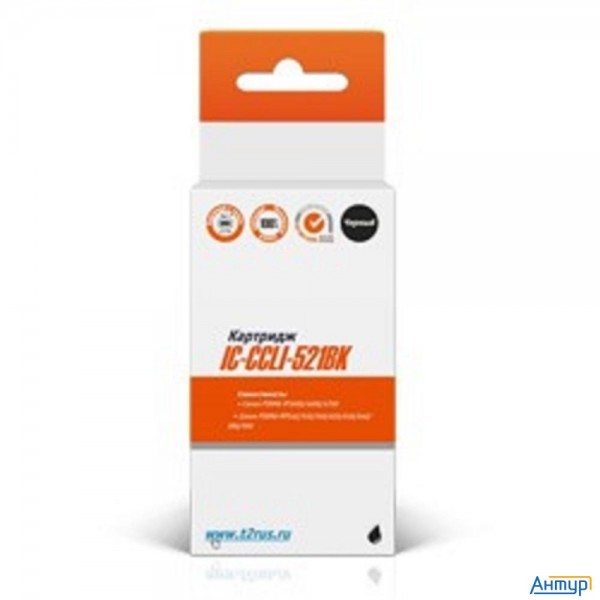 T2 Cli-521bk (ic-ccli-521bk) Картридж для Canon Mp540/620/630/980/pixma Ip4700, черный, с чипом