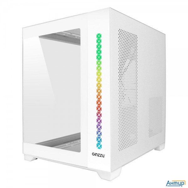 Ginzzu V420 Rgb подсветка, закаленное стекло 1*usb 3.0,1*usb 2.0, Au Белый Matx