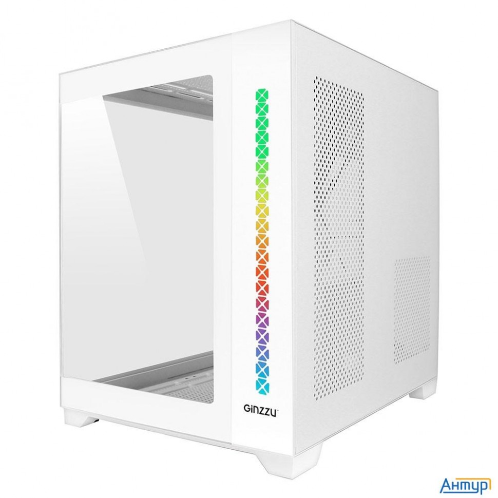 Ginzzu V420 Rgb подсветка, закаленное стекло 1*usb 3.0,1*usb 2.0, Au Белый Matx