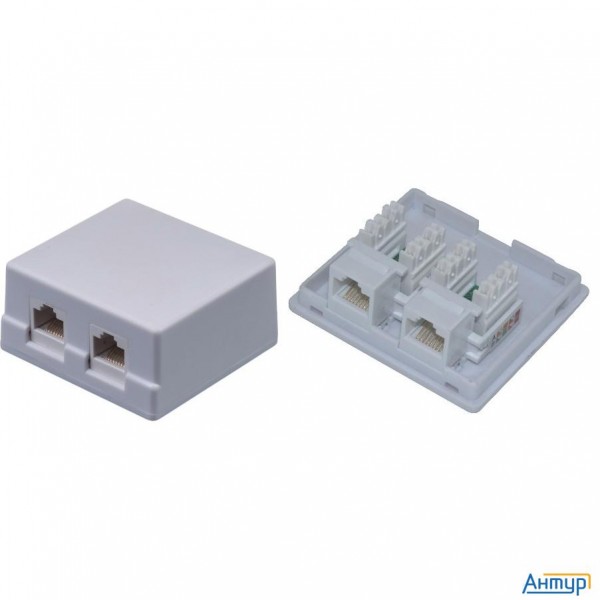 Внешняя сетевая розетка Neomax [nm-smb-kj45-u5e-2pd-102-wh] Cat.5e,utp, 2 порта, цвет белый