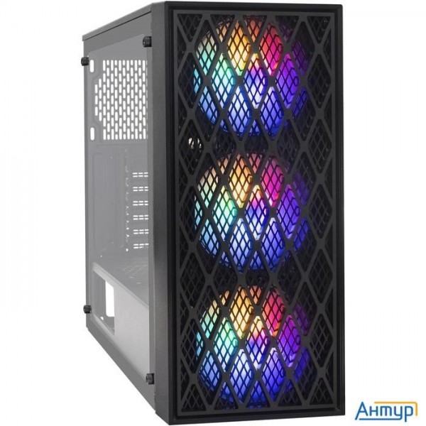Exegate Ex292859rus Корпус Miditower Exegate Evo-8243 (atx, без БП, 2*usb+1*usb3.0, черный, 3 вент.