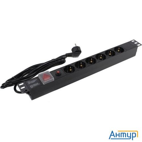 Exegate Ex280831rus Блок розеток Exegate Serverpro Pdu-19h606 Al-6s-eu2-sw-o, 19",1u,алюм, 6sch, евр