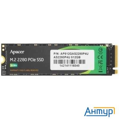 M.2 2280 512gb Apacer As2280p4u Client Ssd Ap512gas2280p4u-1 Pcie Gen3x4 With Nvme, 3500/2300, Iops