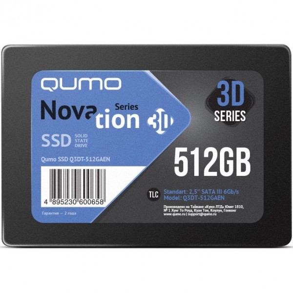 Накопитель Ssd 480gb Qumo Novation Tlc 3d  Q3dt 480gaen  2,5"/7 Mm R/w 560/540 As2258 Ret