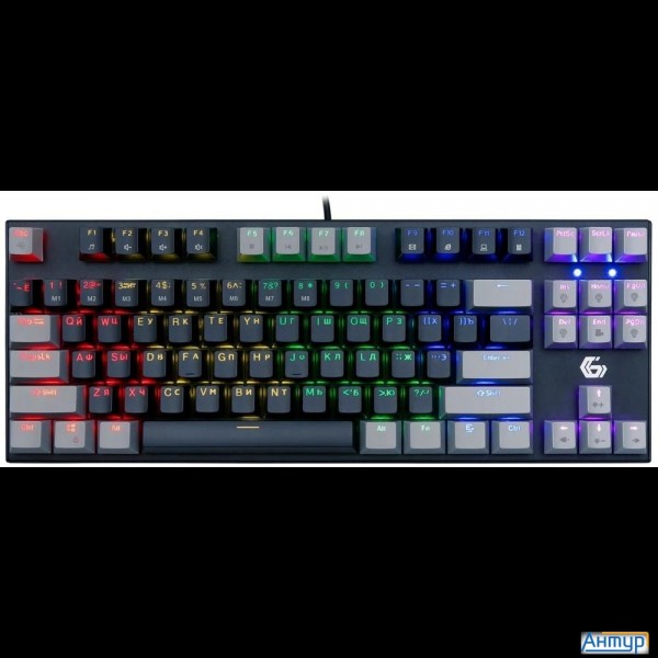 Проводная механ.клавиатура Gembird, 87кл, Rainbow, коричн.свитчи, 1.8м, черная (kb-g600-1)