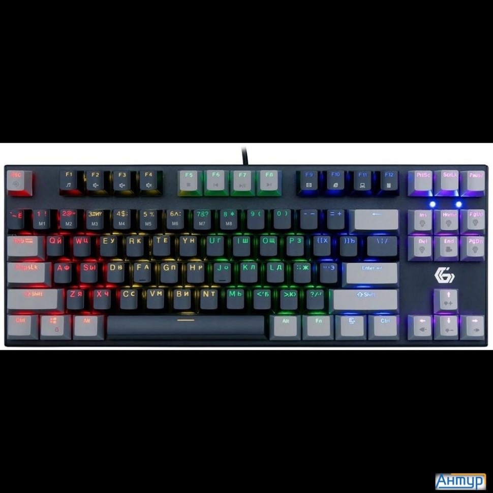 Проводная механ.клавиатура Gembird, 87кл, Rainbow, коричн.свитчи, 1.8м, черная (kb-g600-1)