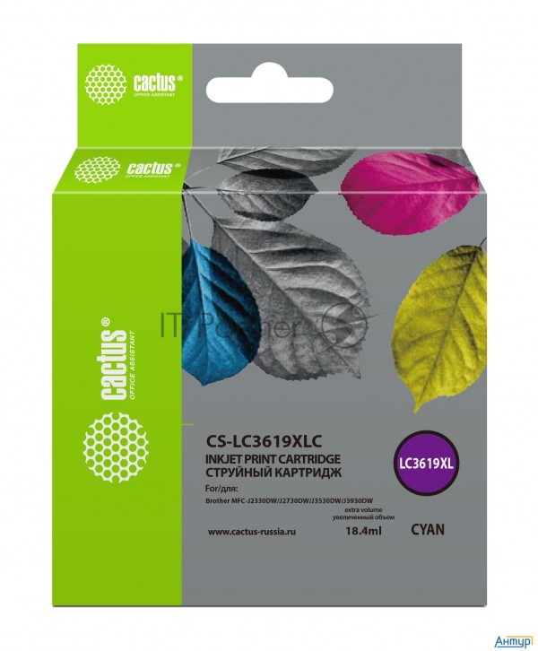 Картридж струйный Cactus Cs-lc3619xlc голубой (18.4мл) для Brother Mfc-j2330dw/j2730dw/j3530dw/j3930