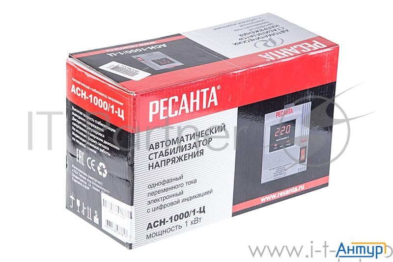 Стабилизатор напряжения Ресанта АСН-1 000/1-Ц 63/6/2 Стабилизатор {220В±8%, Габариты 237х140х170, Ве