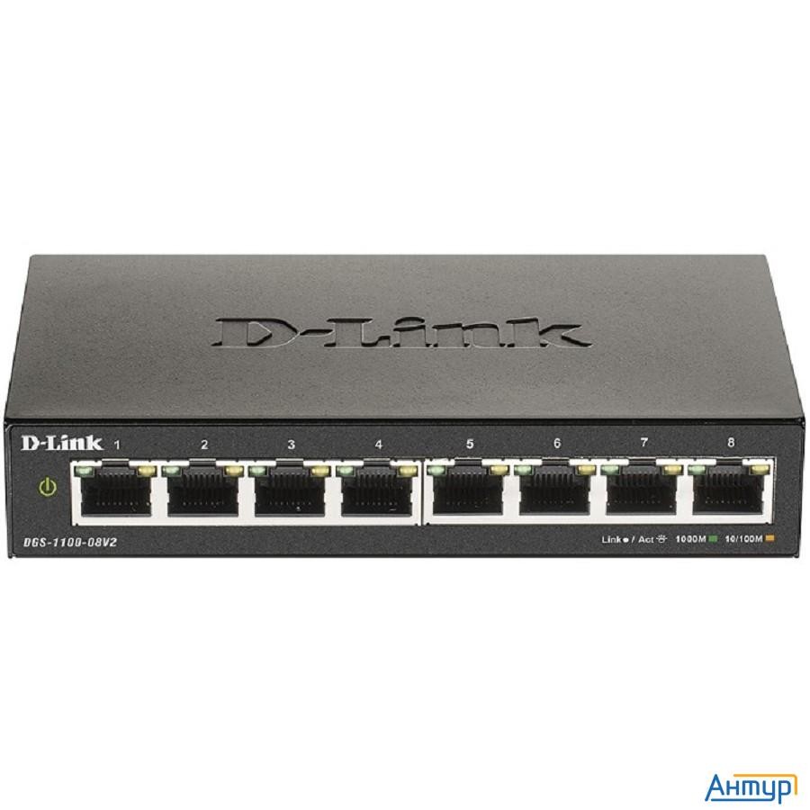 D-link Dgs-1100-08v2/a1a Настраиваемый L2 коммутатор с 8 портами 10/100/1000base-t