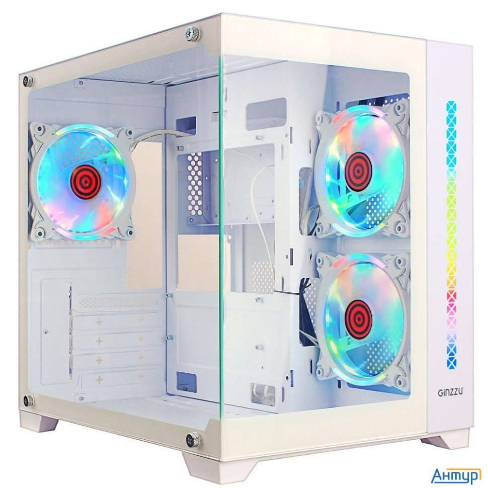 Ginzzu V490 Rgb подсветка, контроллер Crc6, 3* 12r6 Fan 12cm Rgb, закаленное стекло 1*usb 3.0,1*usb