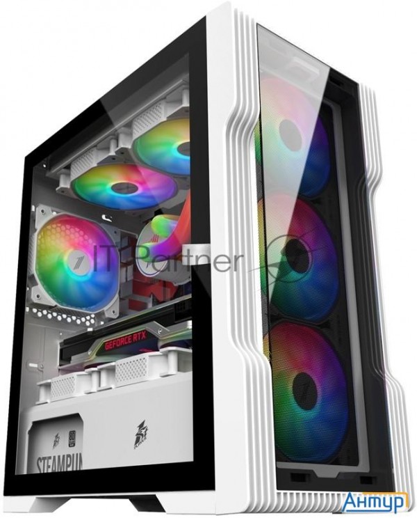 1stplayer Корпус Trilobite T3-g White / Matx, Tg / 4x 120mm Led Fans Inc. / T3-g-wh-4f1-w