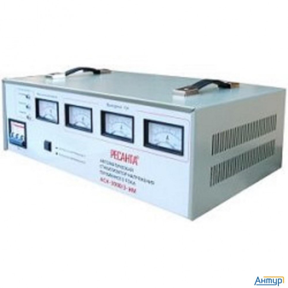 Ресанта АСН-3 000/3-ЭМ 63/4/1 Стабилизатор  трехфазный {380В±2%, Габ. 490х330х170, Вес 21 кг}