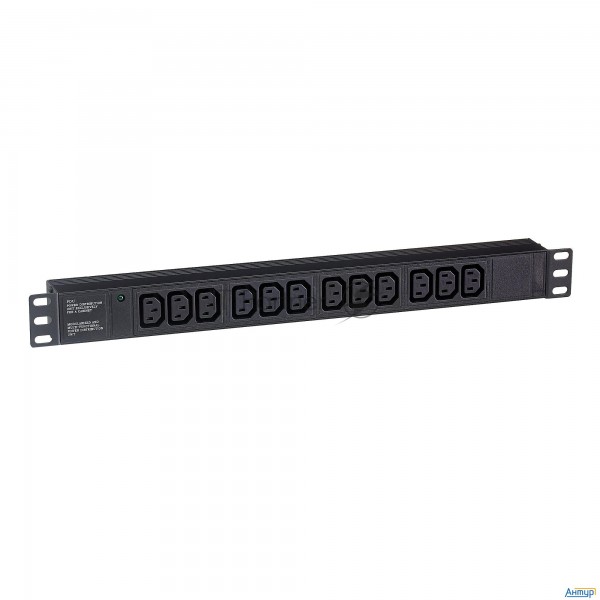 Блок розеток горизонтальный Exegate Serverpro Pdu-19h007 Al-12c13-c20, 19", 1u, Алюминий, 12 Iec 320