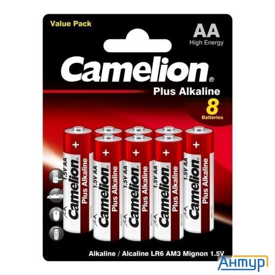 Camelion Plus Alkaline Bl8 Lr6 (lr6-bp5+3, батарейка,1.5В) (8 шт. в уп-ке)