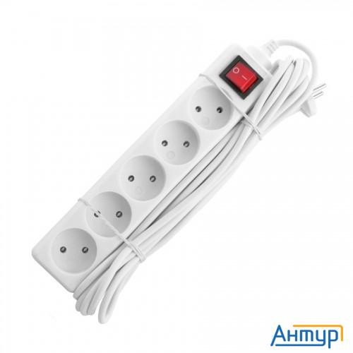 СТАРТ (4670012297772) Удлинитель  5 розеток.  С/У S 5x5 - V. Заземления нет.  Кнопка включения. Длин