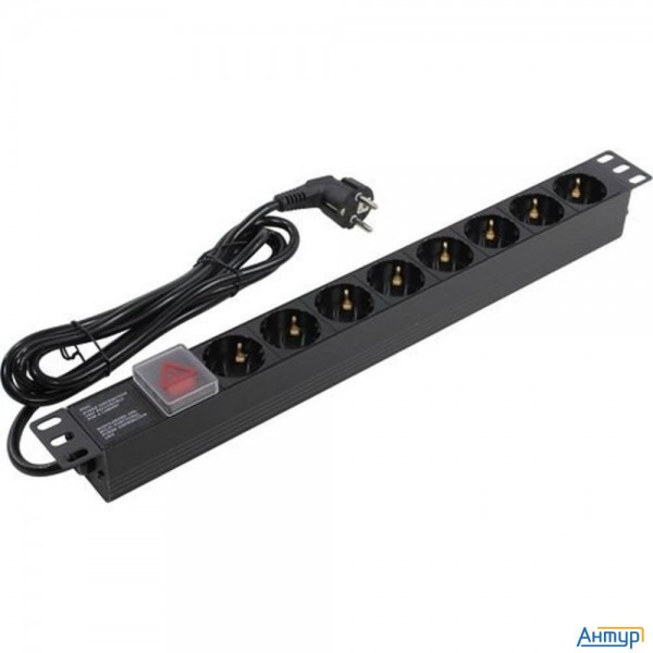 Exegate Ex280843rus Блок розеток Exegate Serverpro Pdu-19h804 Al-8s-eu2.5-sw, 19",1u,алюм, 8schuko,