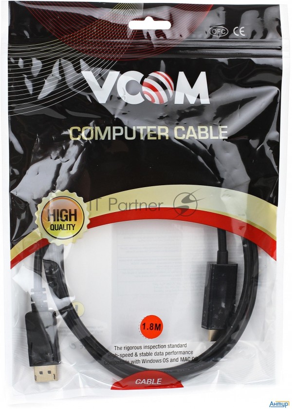 Переходник Vcom Cg494-b Кабель-переходник Displayport M-> Hdmi M 1.8m