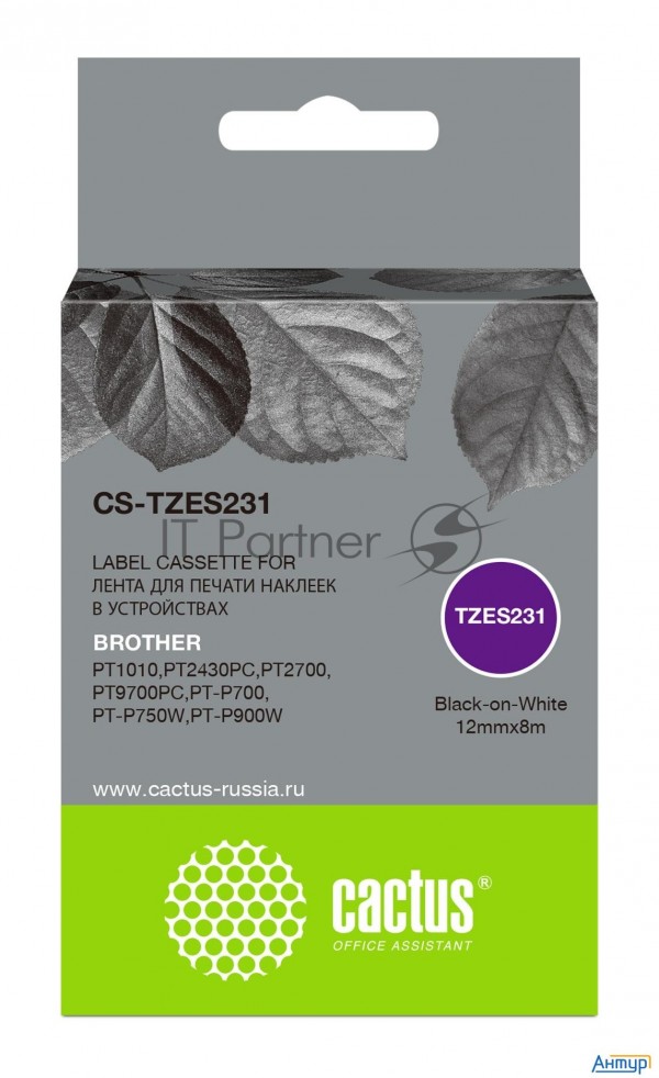 Картридж ленточный Cactus Cs-tzes231 черный для Brother 1010/1280/1280vp/2700vp