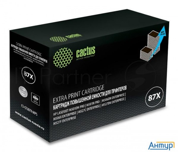 Тонер-картридж Cactus Cs-cf287x-mps черный (24000 стр.) для Hp Lj M506dn/ M506n/ M506x
