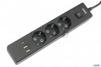 Бытовой удлинитель Powercube, 3р с/з вык.,3usb, 3500 Вт, 16А, 1.9 м, 3*1,0 (черный) Pc-6b-2m